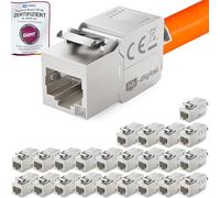 HB-DIGITAL 24x Module Keystone CAT 6A -Certifié GHMT- 10Gbit/s jusqu'à 500MHz Adapteur Blindé STP AWG 22-24 Connecteur Métallique sans outil pour Câble Ethernet LAN, Panneau de brassage, Prise réseau