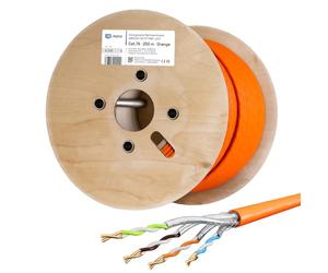 HB-DIGITAL 250m CAT 7A Câble réseau LAN Ethernet RJ45 S/FTP PiMF Internet d'installation en Cuivre solide max. 1200MHz pour Switch Prise Serveur PC LSZH Sans halogène AWG23 orange