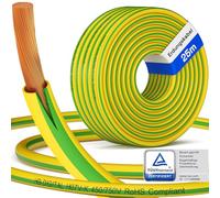 hb-digital 25m Câble de mise à la terre 6mm² H07V-K Fil de terre pour structure photovoltaïque Conducteur flexible en cuivre Conducteur unique Gaine en PVC pour installations PV Câble solaire