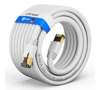 HB-DIGITAL 25m Câble Ethernet CAT 8 Cordon de brassage - Certifié GHMT - Cable Réseau AWG 24 S/FTP LSZH 40Gbps 2000MHz cuivre pur avec connecteurs RJ45 dorés pour Switch Routeur Modem PC - Blanc