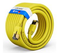 HB-DIGITAL 25m Câble Ethernet CAT 8 Cordon de brassage - Certifié GHMT - Cable Réseau AWG 24 S/FTP LSZH 40Gbps 2000MHz cuivre pur avec connecteurs RJ45 dorés pour Switch Routeur Modem PC - Jaune
