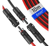 HB-DIGITAL 2x 10m 6mm² Solarkabel Verlängerungskabel Kabelpaar für Photovoltaik Anlagen H1Z2Z2-K mit 1500V Solarstecker Solar Modul Verbindungskabel flexibel witterungsbeständig IP68 - Rot & Schwarz
