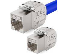hb-digital 2x Module Keystone RJ45 CAT 8 Métallique Blindé STP - Certifié GHMT - 40 Gbit/s Sans Outil pour Câble Ethernet LAN, Prise Réseau, Panneau et Baie de Brassage