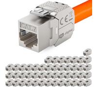 HB-DIGITAL 48x Module de Keystone RJ45 CAT 7 - Terminal d'isolation Keystone (LSA) à prise RJ45 STP jusqu'à 600MHz 10 000 Mbit/s - Prise d'installation pour panneau de brassage de câble réseau LAN
