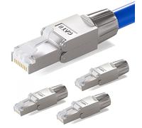 hb-digital 4x Connecteur Réseau RJ45 CAT 8 Sans Outil Métalliques Blindés pour Câble Ethernet 40 Gbit/s AWG 22-26 STP 50μ contacts dorés, Fiche pour LAN câble Compatible CAT6A CAT6 CAT5e