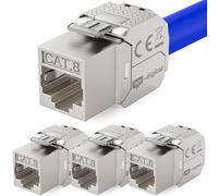 HB-DIGITAL 4x Module Keystone RJ45 CAT 8 Métallique Blindé STP - Certifié GHMT - 40 Gbit/s Sans Outil pour Câble Ethernet LAN, Prise Réseau, Panneau et Baie de Brassage