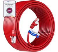 HB-DIGITAL 50 m Câble Ethernet LAN CAT 7 S/FTP PiMF LSZH AWG26 Câble Réseau avec Connecteurs RJ45 CAT 6A 10 Gbits/s 600 MHz Idéal pour Panneau de Brassage Serveurs PC Laptop Smart TV DSL Rouge