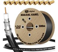 HB-DIGITAL 500m Câble Coaxial HQ-135 Câble d'Antenne 135dB Câble SAT 8K 4K UHD 4 Fois Blindé Pour les Systèmes DVB-S / S2 DVB-C / C2 DVB-T / T2 DAB+ Radio BK + 24 F-Plug GRATUIT