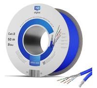 HB-DIGITAL 50m Câble Ethernet CAT 8 S/FTP PiMF CAT8.1, Câble Réseau d’Installation Duplex en Cuivre Massif, 2000MHz, RJ45, LSZH, AWG22 - Bleu
