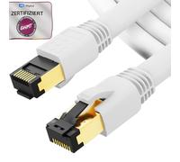 HB-DIGITAL 5m Câble Ethernet CAT 8 Cordon de brassage - Certifié GHMT - Cable Réseau AWG 24 S/FTP LSZH 40Gbps 2000MHz cuivre pur avec connecteurs RJ45 dorés pour Switch Routeur Modem PC - Blanc