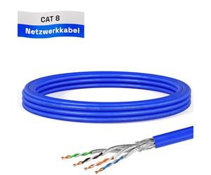 HB-DIGITAL 5m Câble Ethernet CAT 8 S/FTP PiMF CAT8.1 en Cuivre Massif, Câble Réseau d'Installation LSZH, 2000MHz pour Switch, Serveur, PC, Prise RJ45, AWG22 - Bleu