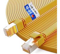 HB-DIGITAL 5m Câble patch CAT.7 LAN plat U/FTP Câble réseau 2x RJ45 mâle cuivre pro Slim flexible 10 Gbits Ethernet Port 600 MHz Internet-cable PC, routeur, switch, modem, TV, console jaune