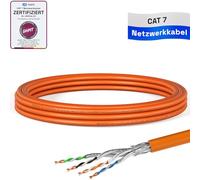 HB-DIGITAL 5m Câble Réseau CAT 7 LAN Ethernet - Certifié GHMT - LSZH Sans Halogène AWG23 - Cable d'installation Blindé, 10Gbit max. 1000MHz S/FTP PiMF Cuivre Solide pour Switch, Internet - Orange