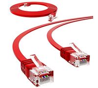 hb-digital 5m Câble réseau LAN Câble patch plat avec connecteur RJ45 Cuivre Profi Slim flexible pour Gigabit Ethernet compatible avec PC, routeur, switch, modem, TV, console de jeux, rouge