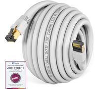 HB-DIGITAL 7,5m Câble Ethernet CAT 8 Cordon de brassage - Certifié GHMT - Cable Réseau AWG 24 S/FTP LSZH 40Gbps 2000MHz cuivre pur avec connecteurs RJ45 dorés pour Switch Routeur Modem PC - Blanc