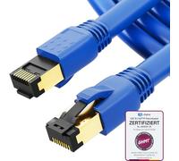 HB-DIGITAL 7,5m Câble RJ45 CAT 8 Cordon de brassage - Certifié GHMT - Cable Réseau Blindé AWG 24 S/FTP LSZH 40Gbps 2000MHz cuivre pur avec connecteurs dorés pour Switch PC TV Console de Jeux - Bleu