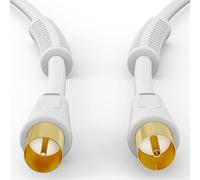 HB-DIGITAL 7,5m de câble d'antenne 8K UHD Câble d'antenne HDTV reliant le câble coaxial à la prise Câble coaxial plaqué or avec noyau de ferrite 2X DAB+ DVB-T/T2 DVB-C/C blanc