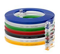 hb-digital 7x 10m Câble réseau LAN Câble patch plat avec connecteur RJ45 Cuivre Profi Slim flexible pour Gigabit Ethernet compatible avec PC, routeur, switch, modem, TV, console de jeux coloré