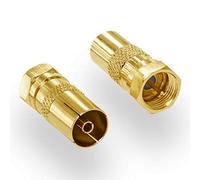 HB-Digital Adaptateur d'antenne Sat : Prise F (Satellite DVB-S/S2 mâle) vers Prise IEC (télévision par câble DVB-C, terrestre DVB-T2 Femelle) Connecteur TV coaxial doré