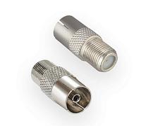 HB-Digital Adaptateur d'Antenne Sat: Prise F (Satellite DVB-S/S2) vers Prise IEC pour Télévision par Câble et Terrestre - Connecteur TV Coaxial Nickelé