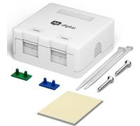 HB-DIGITAL Boîte de connexion 2-voies pour modules Keystone | Prise réseau apparente | Compacte, robuste et modulaire | Avec obturateur, zone de marquage et accessoires | Compatible avec Keystone Cat