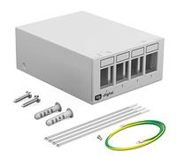 HB-DIGITAL Boîtier de panneau de brassage à 4 ports pour modules Keystone avec par exemple prise RJ45 RJ11 prise d'antenne connecteur F USB-C USB-A BF/AF HDMI borne borne femelle filetée BNZ - Gris