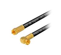 HB-DIGITAL Câble d'antenne satellite HDTV en cuivre pur - 5 blindages - Maximum 135 dB - Connecteur coaxial RG6 - Plaqué or - Coudé à 90° - 1080p - Full HD 3D UHD Ultra 4K - Fiche F - Noir