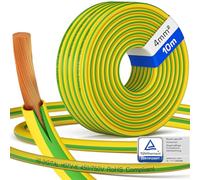 hb-digital Câble de terre H07V-K 1 x 4 mm², 10 m, 4 mm², flexible, en cuivre, toron, pour installations PV, câble d'énergie solaire, câble de terre en PVC, fil fin, vert/jaune
