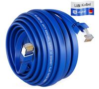 HB-DIGITAL Câble LAN RJ45 de 20 m avec câble brut CAT 7 U/FTP plat - 10 Gigabit - Câble réseau Ethernet en cuivre professionnel PiMF pour panneau de brassage, commutateur, PC, routeur, bleu