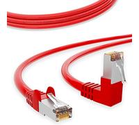 HB-Digital - Câble réseau LAN à 90° avec connecteur RJ45 mâle, cuivre, Cat. 6, Professionnel, S/FTP PIMF LSZH, sans halogène, Conforme à la Norme RoHS, AWG 27/7, Patch Ethernet 3m Couleur: Rouge