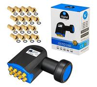 HB-DIGITAL Connecteur Octo LNB LNC avec 8 sorties Full HD TV 3D + contacts plaqués or + protection contre les intempéries (extensible), set avec 8 fiches F