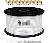HB-Digital HQ-135 PRO Câble satellite coaxial à quadruple blindage pour installations DVB-S/S2, DVB-C et DVB-T BK avec 10 fiches F plaquées or 130 dB 100 m G