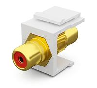 HB-DIGITAL Keystone Module avec connecteur RCA (marquage rouge) | Ceystone multimédia pour panneau de brassage, prise réseau, support Keystone, adaptateur d'embrayage Plug & Play Blanc