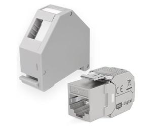 HB-DIGITAL Kit : 1 module Keystone Cat.7 RJ45 + 1 adaptateur de rail DIN Support Keystone pour rail 35 mm standard | RJ45 blindé sans outil Montage Ethernet LAN réseau STP LSA