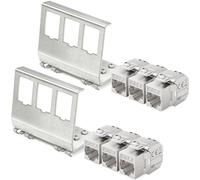 hb-digital Kit : 6 modules Keystone RJ45 CAT.7 + 2 adaptateurs de rail DIN Support Keystone en métal pour rail DIN standard 35 mm | RJ45 en acier inoxydable blindé LSA Montage Ethernet LAN commutateur