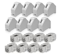 hb-digital Kit : 8 modules Keystone Cat.7 RJ45 + 8 adaptateurs de rail DIN Keystone pour rail DIN 35 mm standard | RJ45 blindé sans outil Montage Ethernet LAN Réseau STP LSA