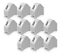 HB-DIGITAL Lot de 10 adaptateurs de rail DIN RJ45 Keystone pour rail DIN 35 mm Convient pour modules Keystone Cat.5e Cat.6/6a Cat.8 Prise réseau Ethernet LAN Câble de pose