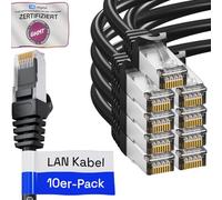 HB-DIGITAL Lot de 10 câbles LAN RJ45 de 0,25 m avec câble brut CAT 7 S/FTP - Certifié GHMT - Câble réseau 10 Gigabit Ethernet en cuivre professionnel PiMF pour panneau de brassage, commutateur, PC