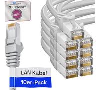 HB-DIGITAL Lot de 10 câbles LAN RJ45 de 0,5 m avec câble brut CAT 7 S/FTP - Certifié GHMT - Câble réseau Ethernet 10 Gigabit en cuivre professionnel PiMF pour panneau de brassage, commutateur, PC