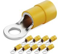 hb-digital Lot de 10 cosses à anneau M4 isolées 4-6 mm² Connecteur de câble électrique Protection PVC robuste Cuivre étamé pour installations domestiques et industrielles Jaune