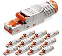 HB-DIGITAL Lot de 12 connecteurs CAT 7 RJ45 pour câble de pose Ethernet LAN rigide - Montage sans outil STP entièrement blindé avec contacts plaqués or 50 µ 10 Gbit/s Connecteur haute vitesse