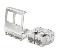 hb-digital Lot de 2 modules Keystone CAT 7 RJ45 femelle STP 10 Gbit/s - Sans outil LSA - Avec 1 x 2 ports 35 mm DIN Rail Métal Adaptateur de rail DIN Keystone Ethernet LAN Commutateur réseau