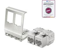 hb-digital Lot de 2 modules Keystone CAT 8 RJ45 femelle STP 40 Gbit/s - Sans outil LSA - Avec 1 x 2 ports 35 mm DIN Rail Métal Adaptateur de rail DIN Keystone Ethernet LAN Commutateur réseau