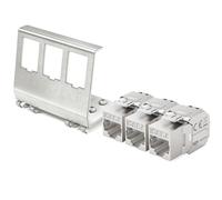 hb-digital Lot de 3 modules Keystone CAT 7 RJ45 femelle STP 10 Gbit/s - Sans outil LSA - Avec 1 x 3 ports DIN Rail en métal 35 mm Adaptateur de rail DIN Keystone Ethernet LAN Commutateur réseau