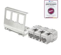 hb-digital Lot de 3 modules Keystone CAT 8 RJ45 femelle STP 40 Gbit/s - Sans outil LSA - Avec 1 x 3 ports DIN Rail en métal 35 mm Adaptateur de rail DIN Keystone Ethernet LAN Commutateur réseau