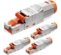 HB-DIGITAL Lot de 4 fiches CAT 7 RJ45 pour câble de pose Ethernet LAN rigide - Montage sans outil STP entièrement blindé avec contacts plaqués or 50 µ 10 Gbit/s Connecteur haute vitesse
