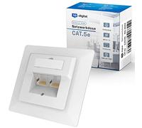 hb-digital Lot de 4 prises réseau CAT 5e pour câble de pose CAT.7 CAT.6A CAT.6 CAT.5 avec 2 ports RJ45 | Prise de données universelle encastrée EIA/TIA 568A&B 8P8C Gigabit Ethernet RAL9003 Blanc de