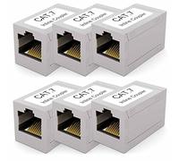 HB-DIGITAL Lot de 6 connecteurs de câble RJ45 CAT7 - Connecteur LAN - Câble réseau Ethernet - Câble patch - 2 prises RJ45 - Blindage complet - Coupler DSL - Noir - Modulaire - Double prise