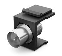 HB-DIGITAL Module Keystone avec connecteur IEC vers F-prise NICKELÉ | Keystone multimédia pour panneau de brassage, prise réseau Keystone, support connecteur adaptateur couplage Plug-&-Play noir