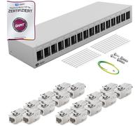 HB-DIGITAL Panneau de brassage 16 ports Champ de brassage Champ de distribution 1 HE 16x CAT 6a RJ45 Module Keystone Jack - Certifié GHMT - Entièrement blindé STP 10 Gbps Compatible avec câble